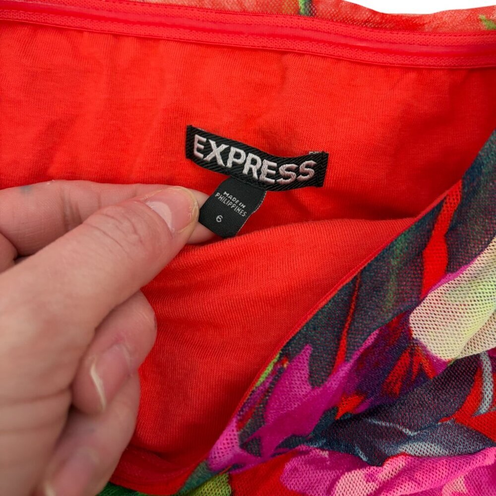 Express Strapless Ruched Mesh Mini Dress Stretchy Size 6 - Picture 4 of 6